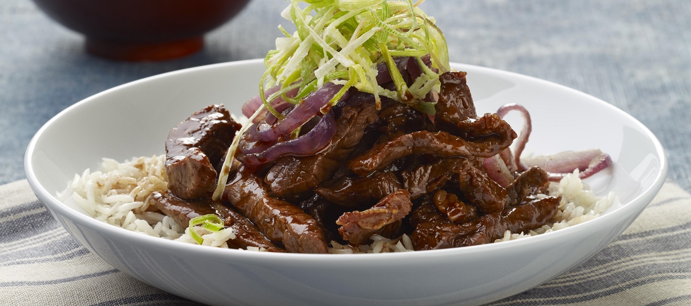 Filipino-style strip steak with fried leeks