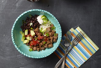 Grassfed beef bowl-ito with cilantro rice