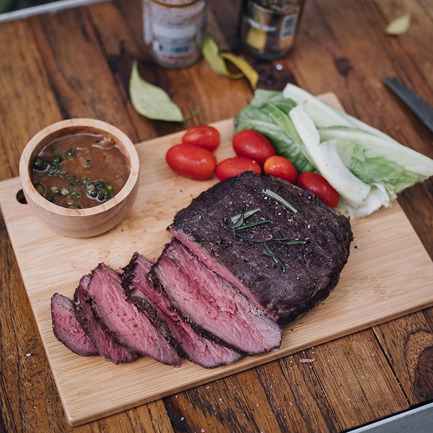 Grilled Rump Medallion Steak with Black Pepper Sauce