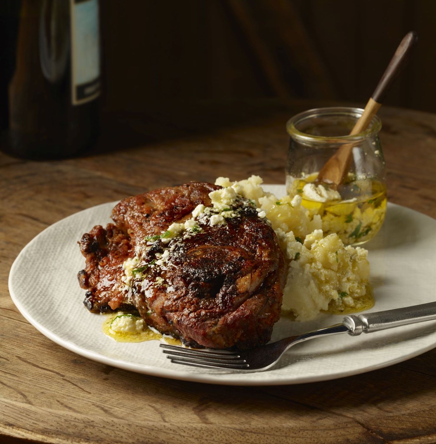 Zesty lemon and roasted garlic leg of lamb steak