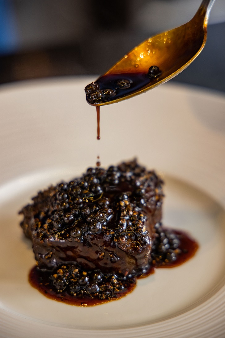 Black Pepper Steak With Green Peppercorn Sauce